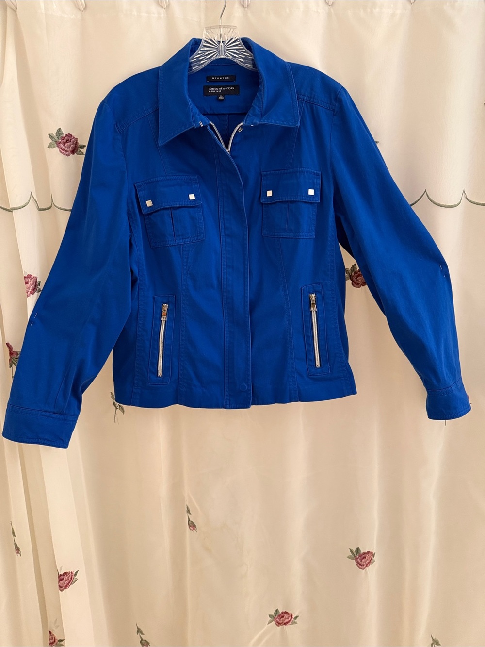 Jones New York Cobalt Blue Utility Zip Front Jacket